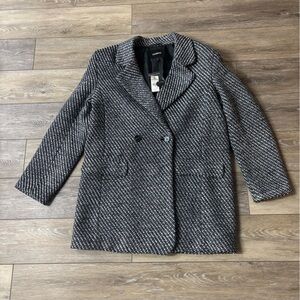 Express Coat Women’s Sz M Navy White Tweed Metallic Blazer Corpcore Career NWT